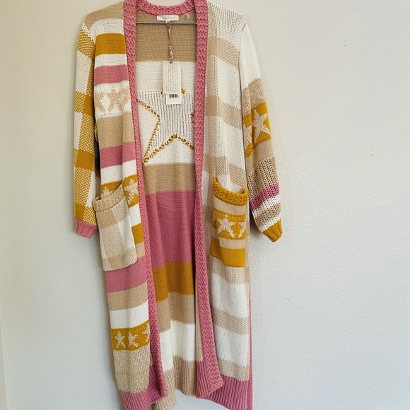 NEW Love Shack Fancy belted Grayson cardigan Duster Desert Sunset XS/S - Picture 7 of 16